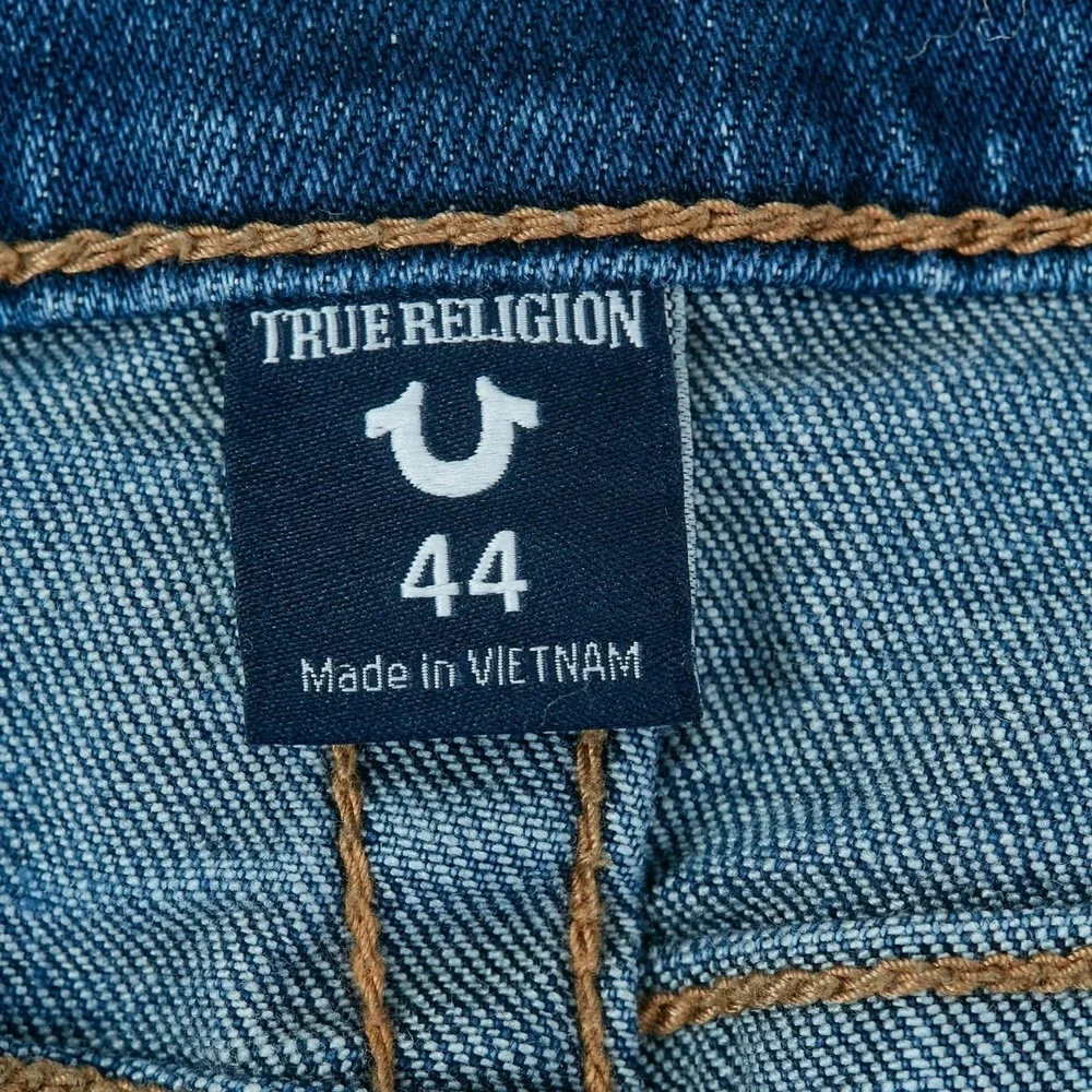 True Religion Ricky Jeans Mens 44 Blue Relaxed Straight Flap Pocket Denim